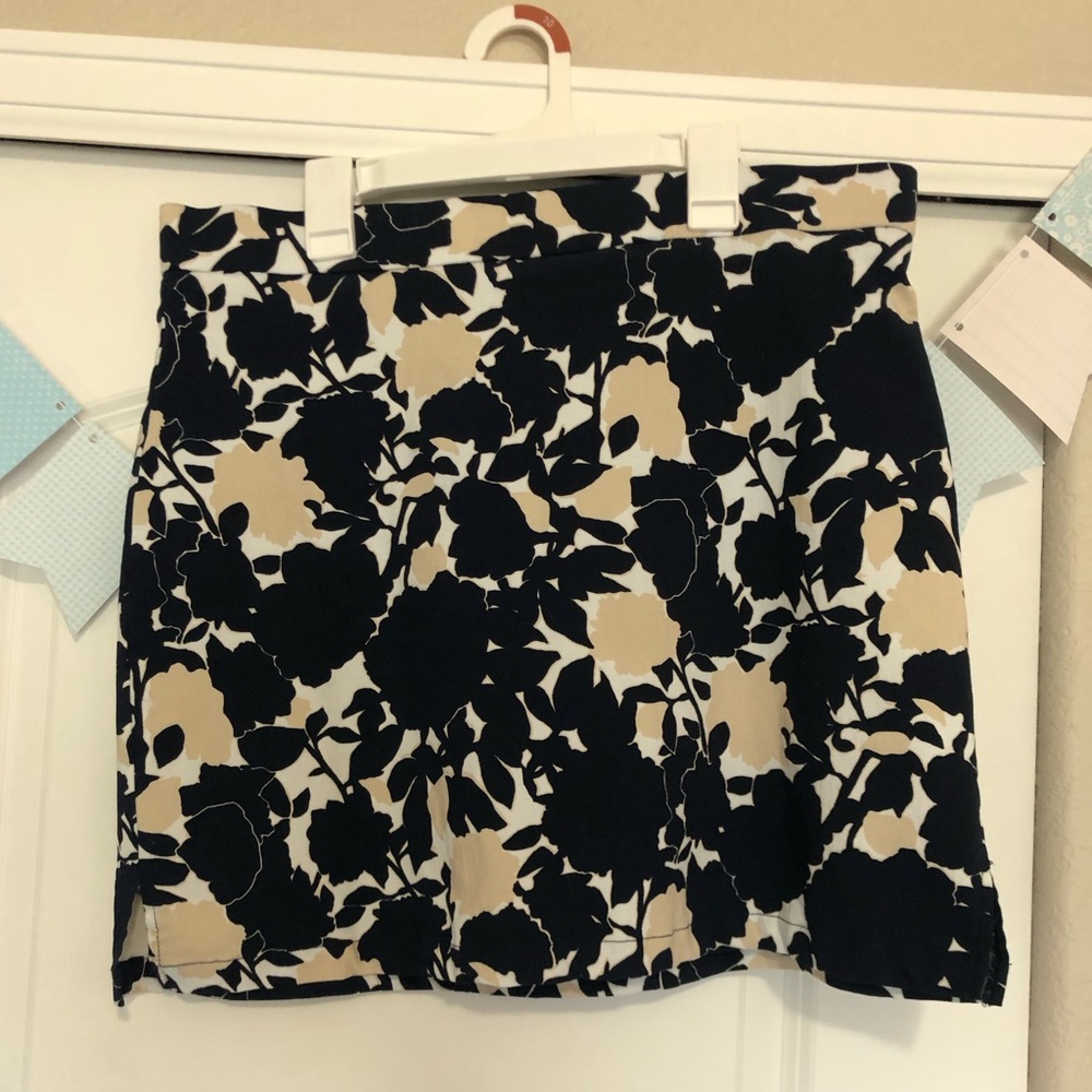 Navy and Cream floral skirt
